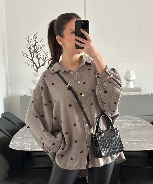 Agnes™ Bluse Herz Taupe