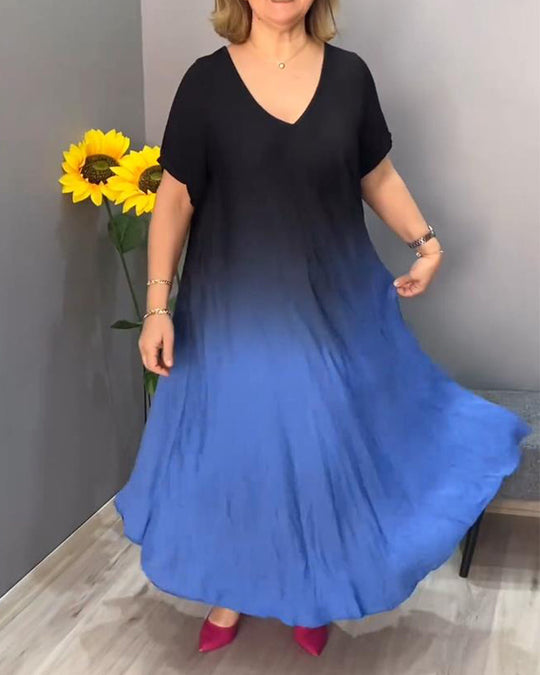 Alicia™️ Lässiges, plissiertes Ombre-Kleid