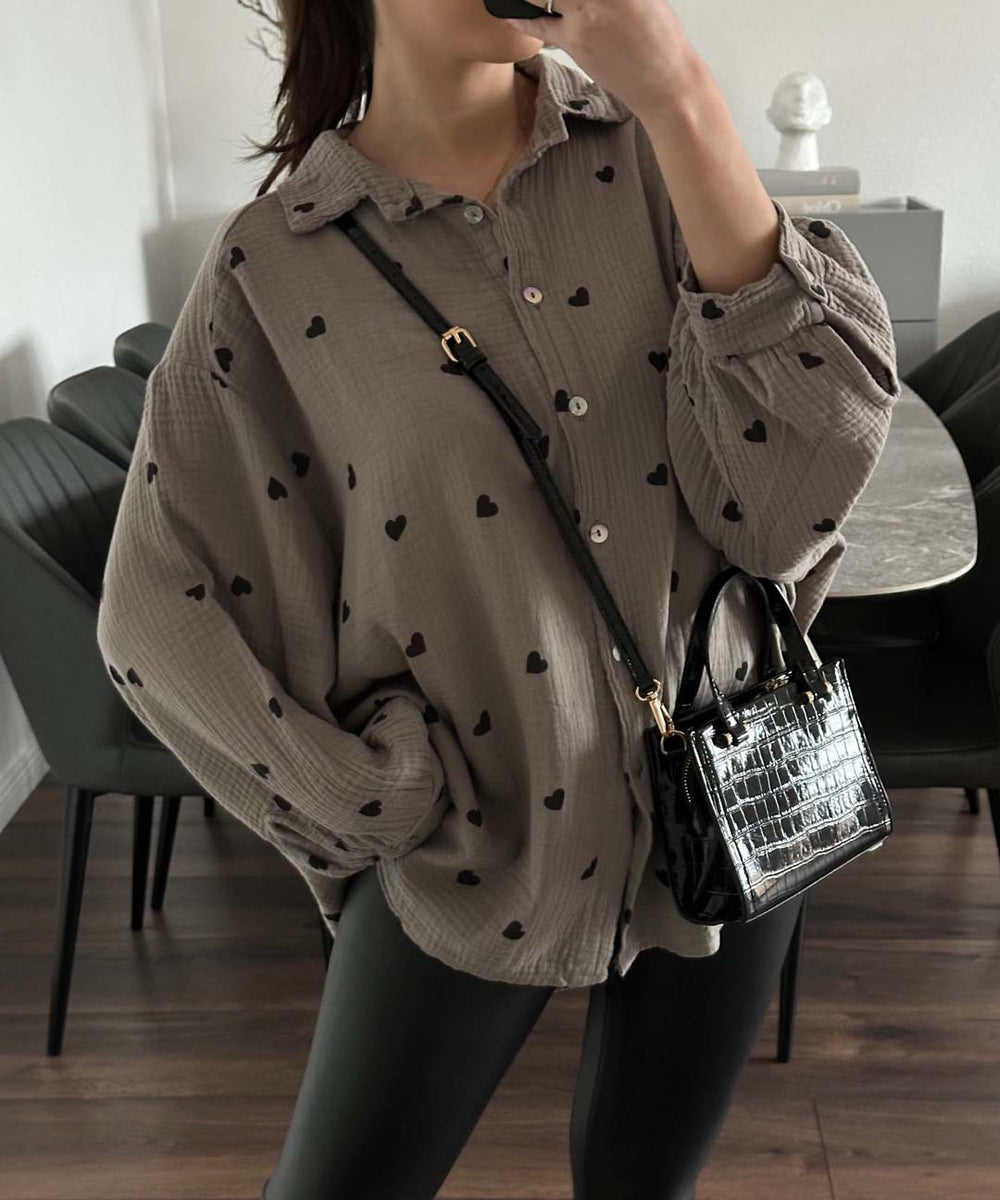 Agnes™ Bluse Herz Taupe