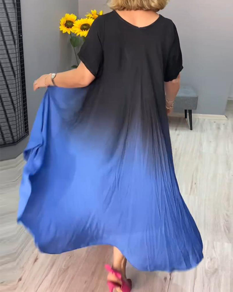 Alicia™️ Lässiges, plissiertes Ombre-Kleid