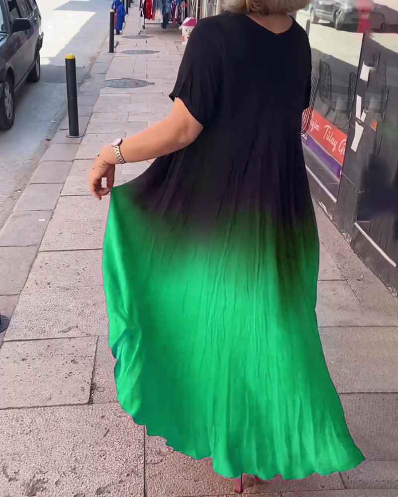 Alicia™️ Lässiges, plissiertes Ombre-Kleid