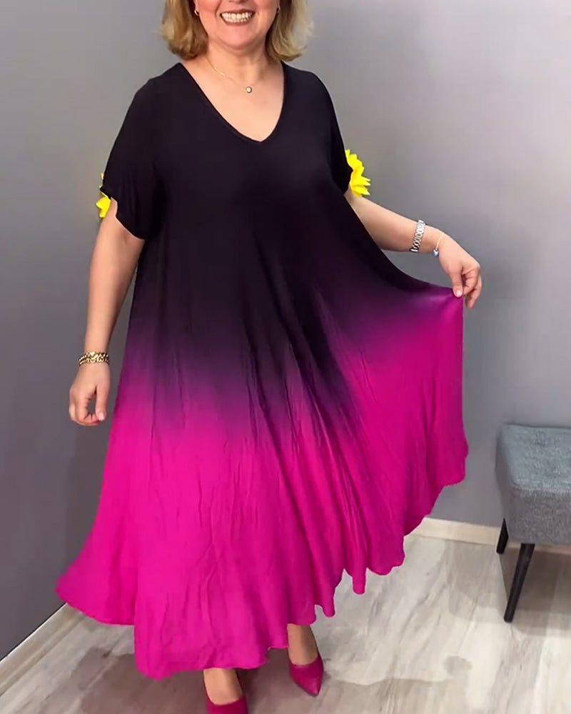 Alicia™️ Lässiges, plissiertes Ombre-Kleid