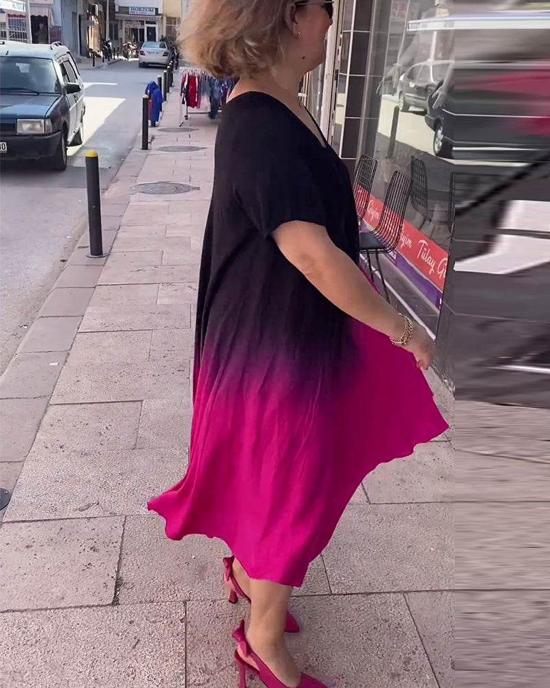 Alicia™️ Lässiges, plissiertes Ombre-Kleid