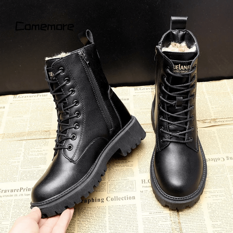 Dalia™ schwarze Leder-Winterstiefel