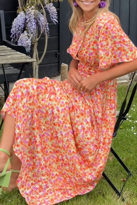 Ottilie™️ Langes Kleid mit V-Ausschnitt für Frauen